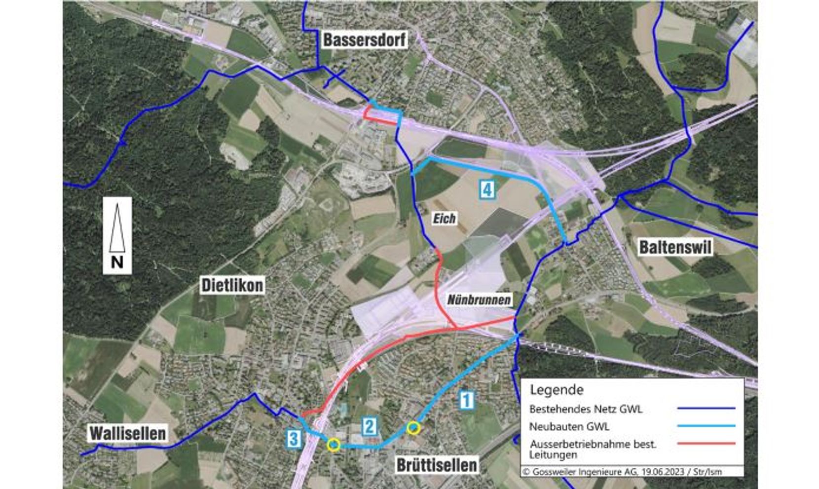 Plan der Gebiets des Zweckverbands Gruppenwasserversorgung Lattenbuck.
